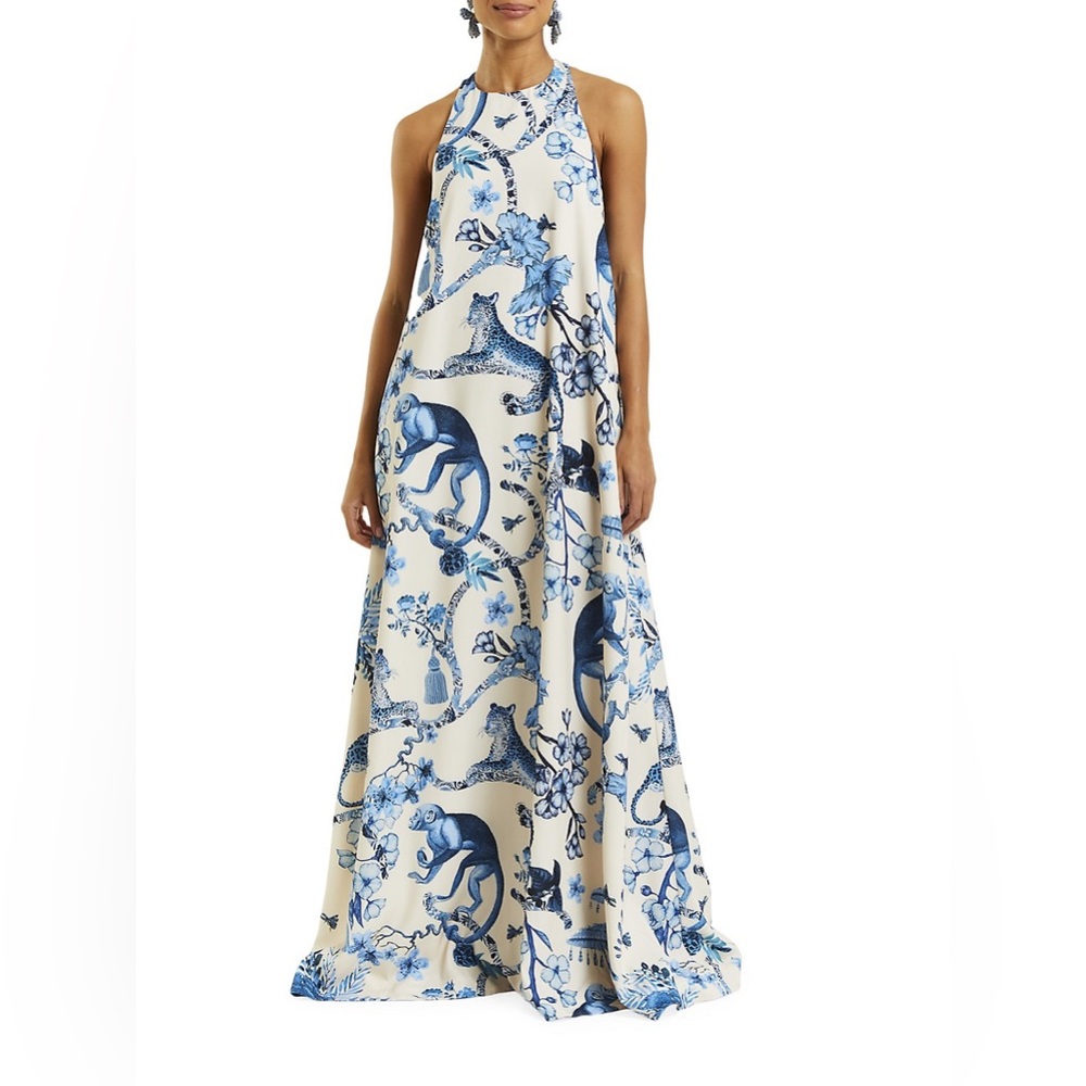 Mestiza New York Adelina Gown - Blue Ivory Monkey Toile
